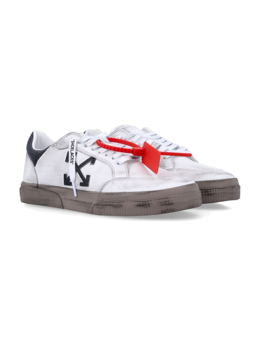 Off-White Low-Top Distressed White Sneakers With Signature Arrow Logo
