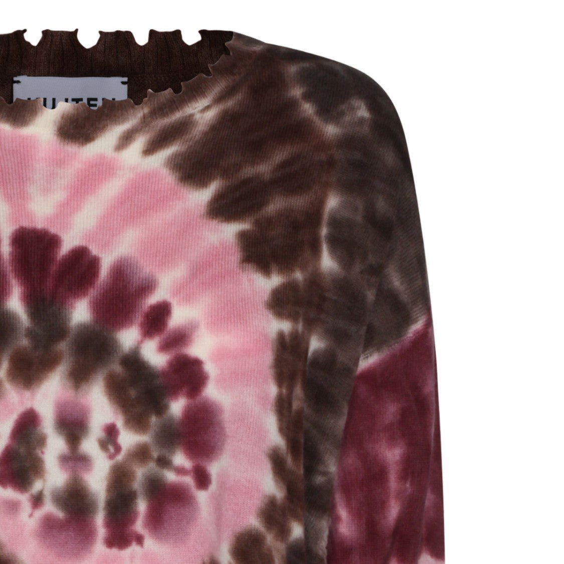 Kujiten Tie-Dye Lettuce-Edge Trim Knit Sweater
