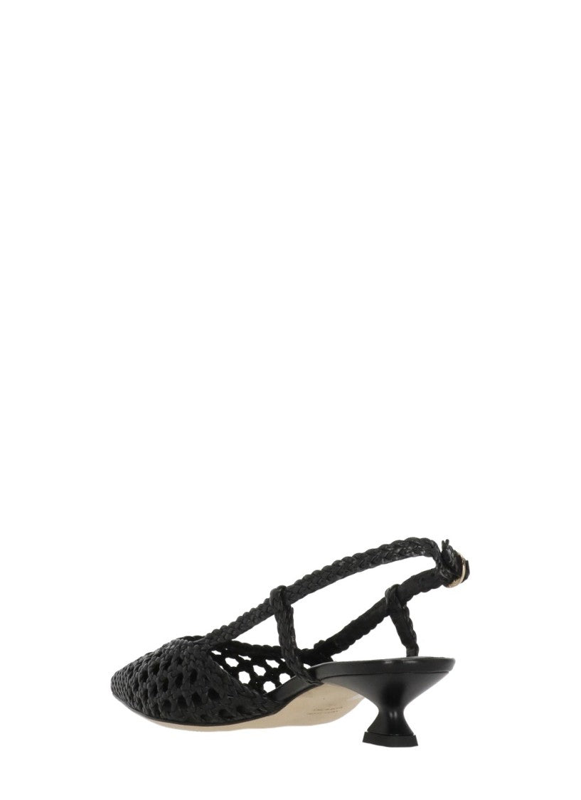 Juilie Dee Black Julie Dee Woven Leather Mules