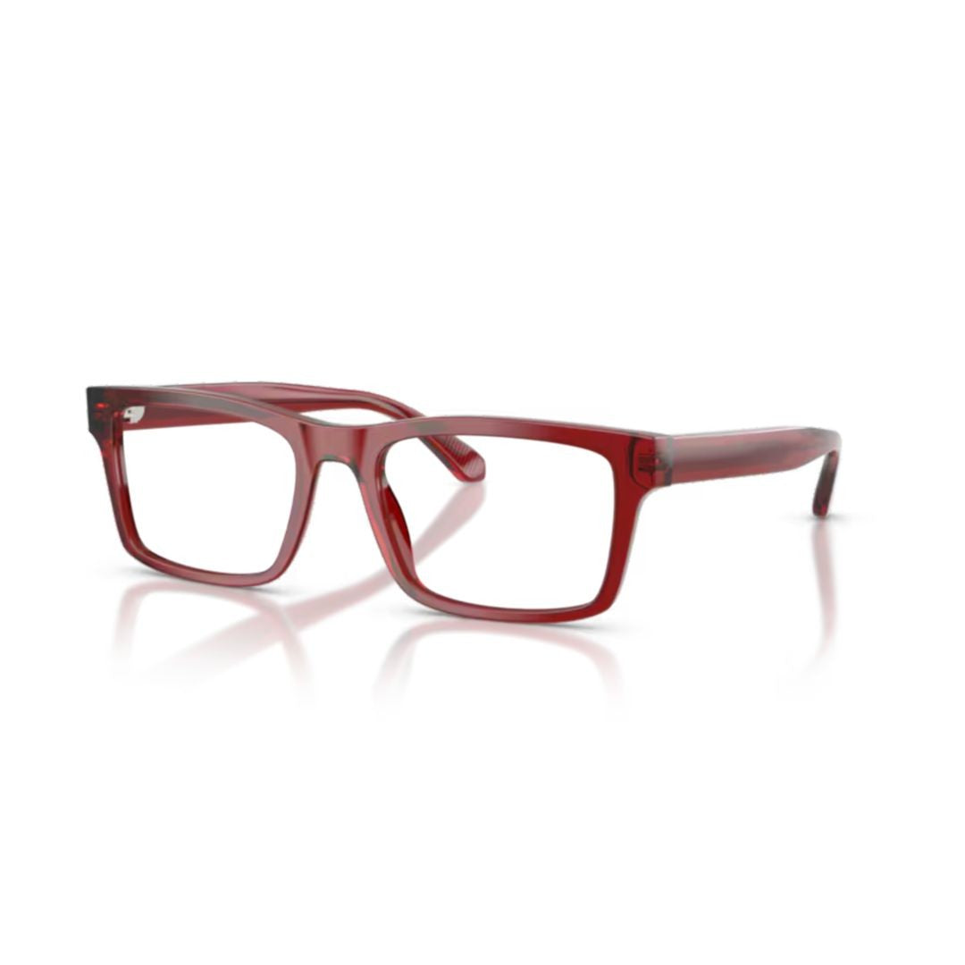Emporio Armani 0Ea3254 Bold Rectangular Frame Sunglasses In Translucent Red Acetate