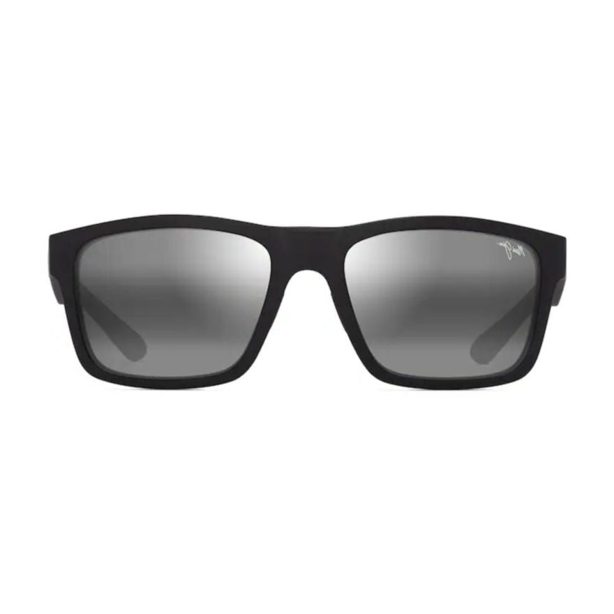 Maui Jim The Flats Matte Black Rectangular Sunglasses With Gradient Grey Lenses