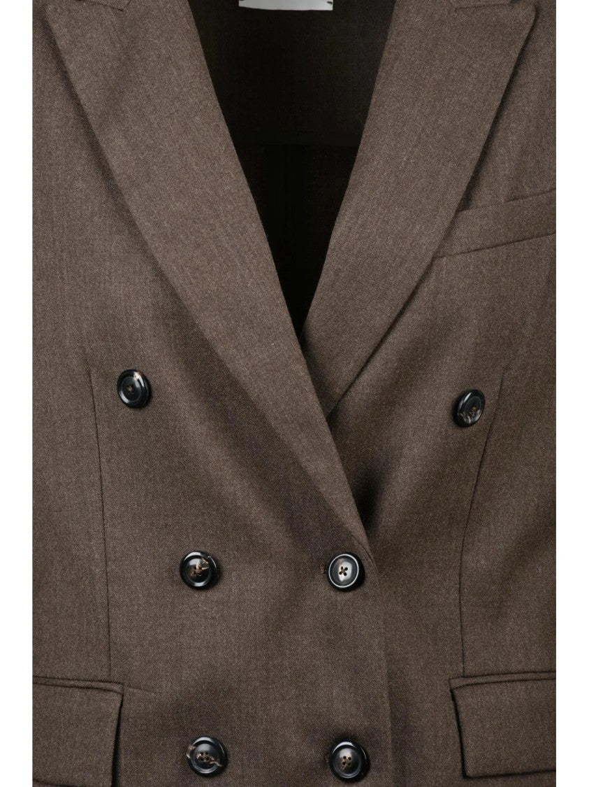 Circolo 1901 Double-Breasted Stretch Blazer With Notch Lapel And Flap Pockets