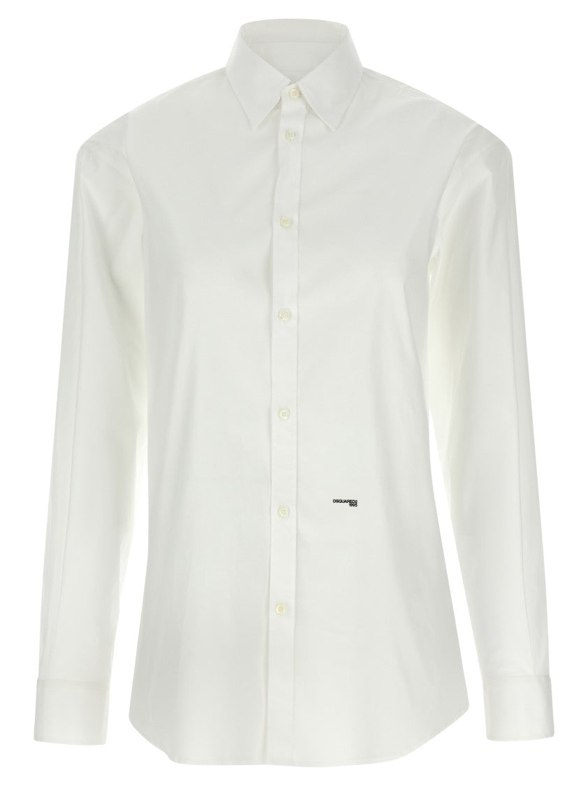 Dsquared2 Wide Back Cut-Out Cotton Shirt With Drawstring Detail