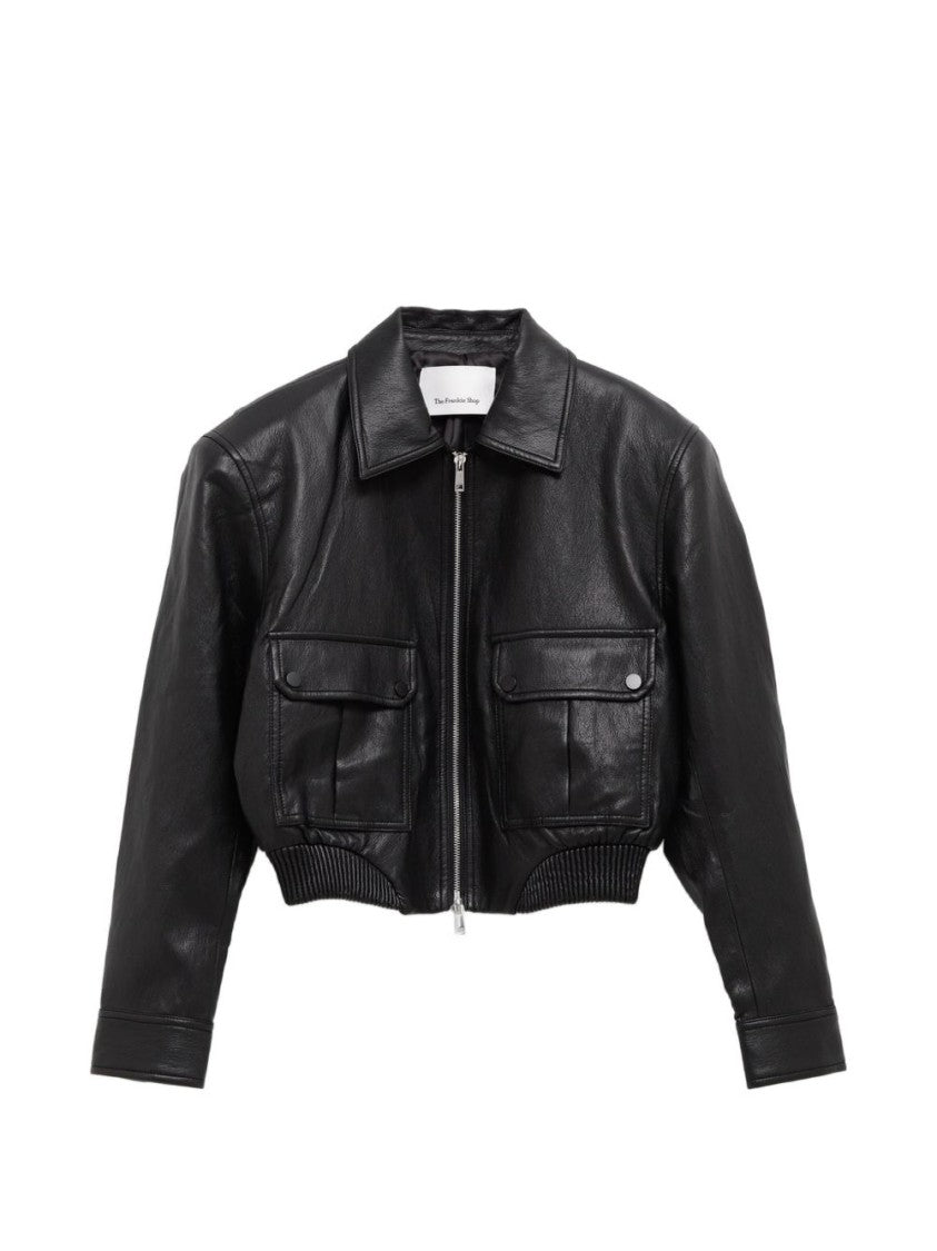 The Frankie Shop Cropped Classic Collar Flap Pocket Jacket