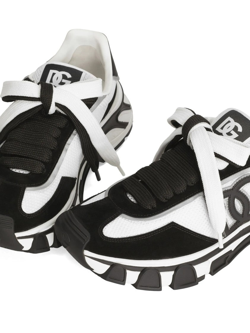 Dolce & Gabbana Black/White Dynamic Chunky Mesh Leather Sneakers