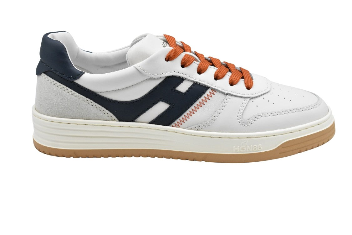 Hogan Sneakers In White Orange With Contrasting Laces