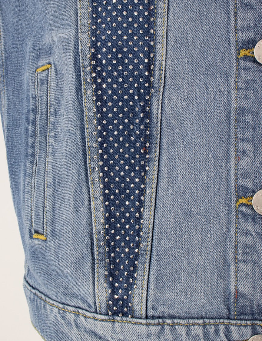 Pinko Denim Vest With Sparkling Studs