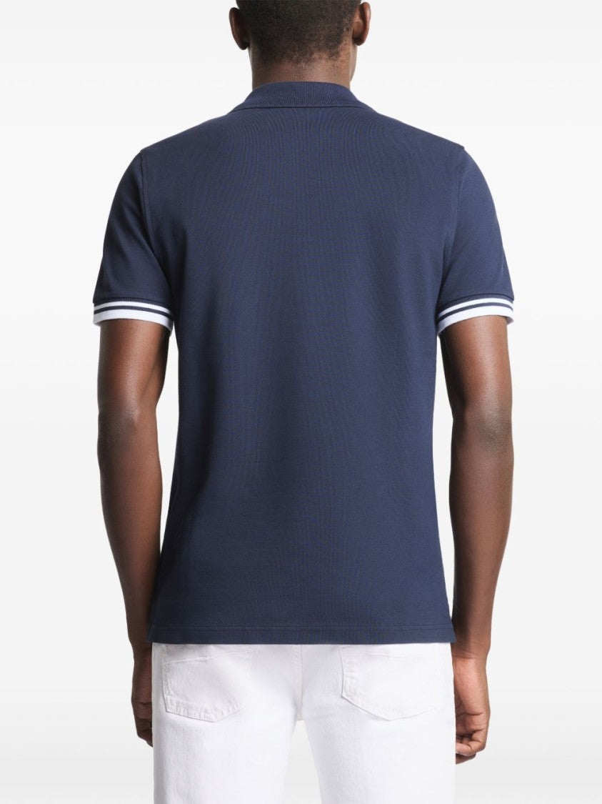 Fay Dark Blue Piqued Striped Polo Shirt