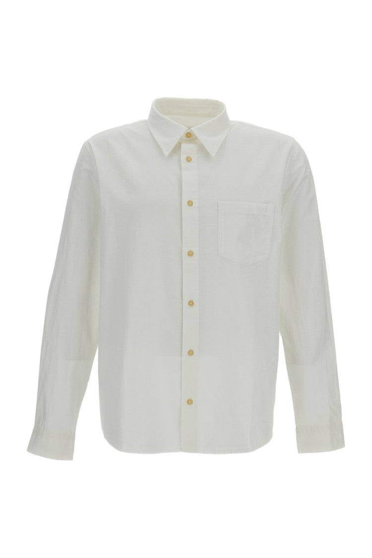 A.P.C. Cotton-Linen Blend Shirt With Pointed Collar