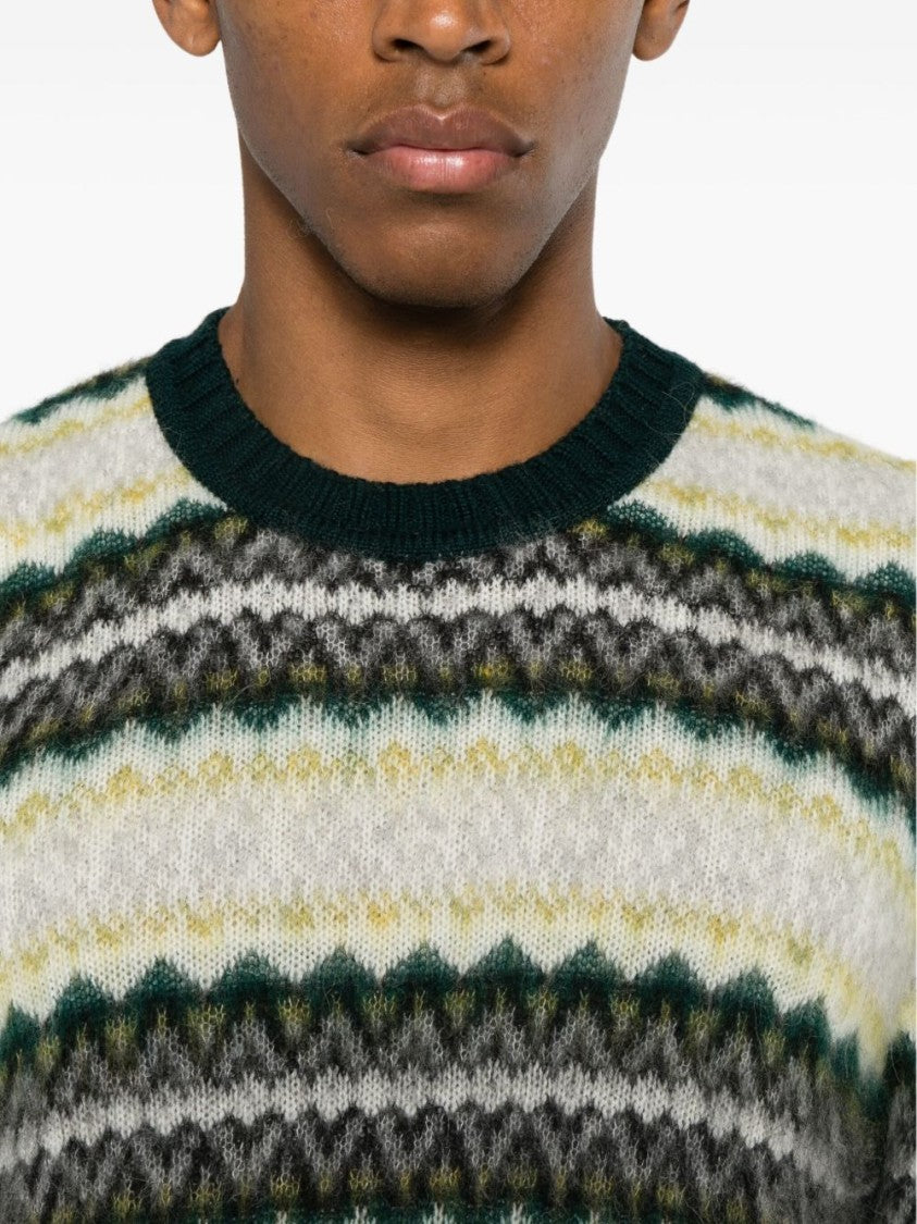 Scaglione Textured Knit Sweater With Horizontal Zigzag Pattern