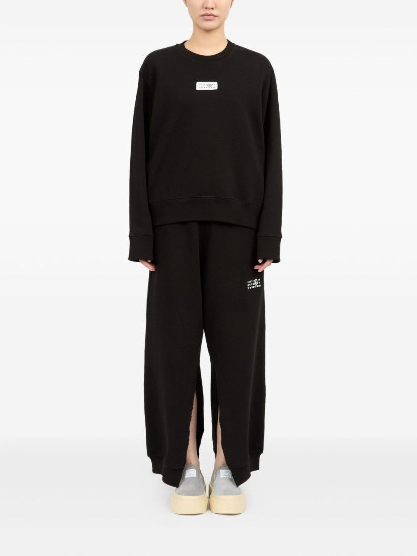 Mm6 By Maison Margiela Relaxed-Fit Black Sweatshirt With Ribbed Hem