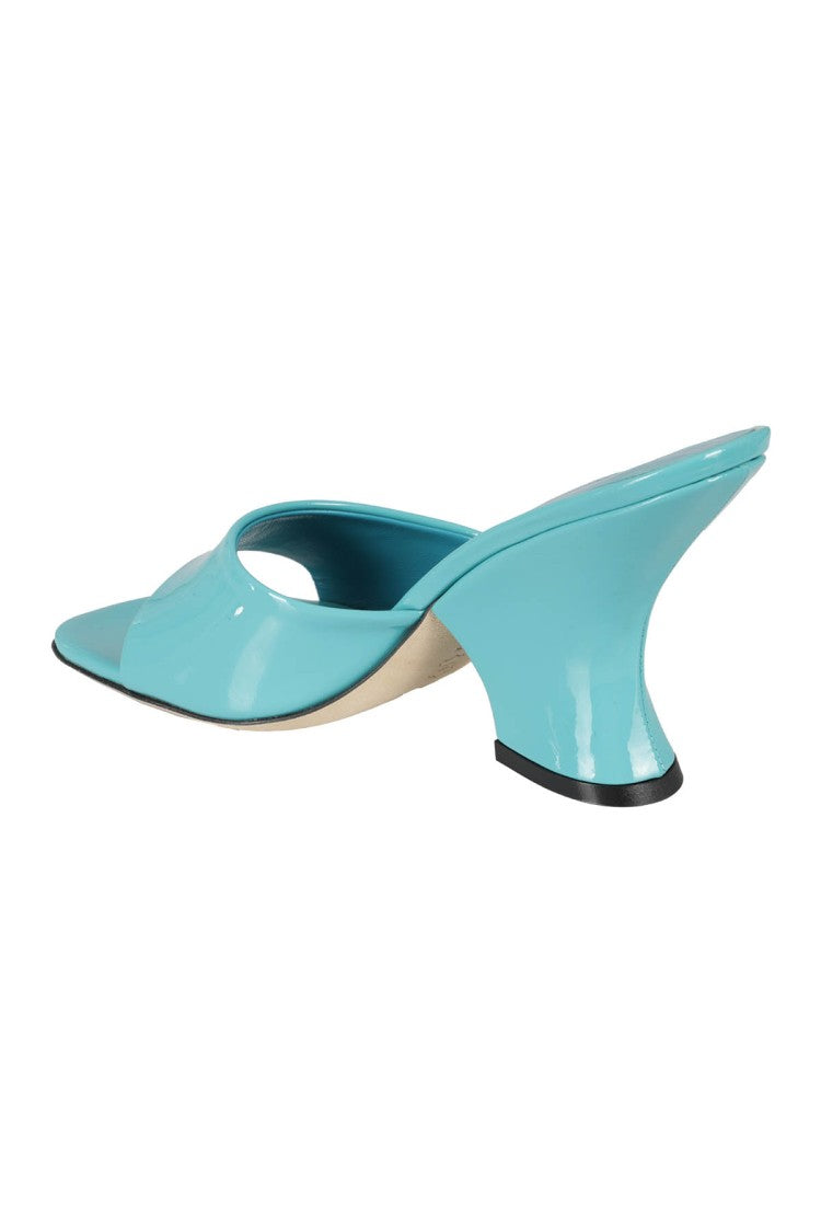 By Far Tairs Sandal In Semi-Patent Turquoise Leather