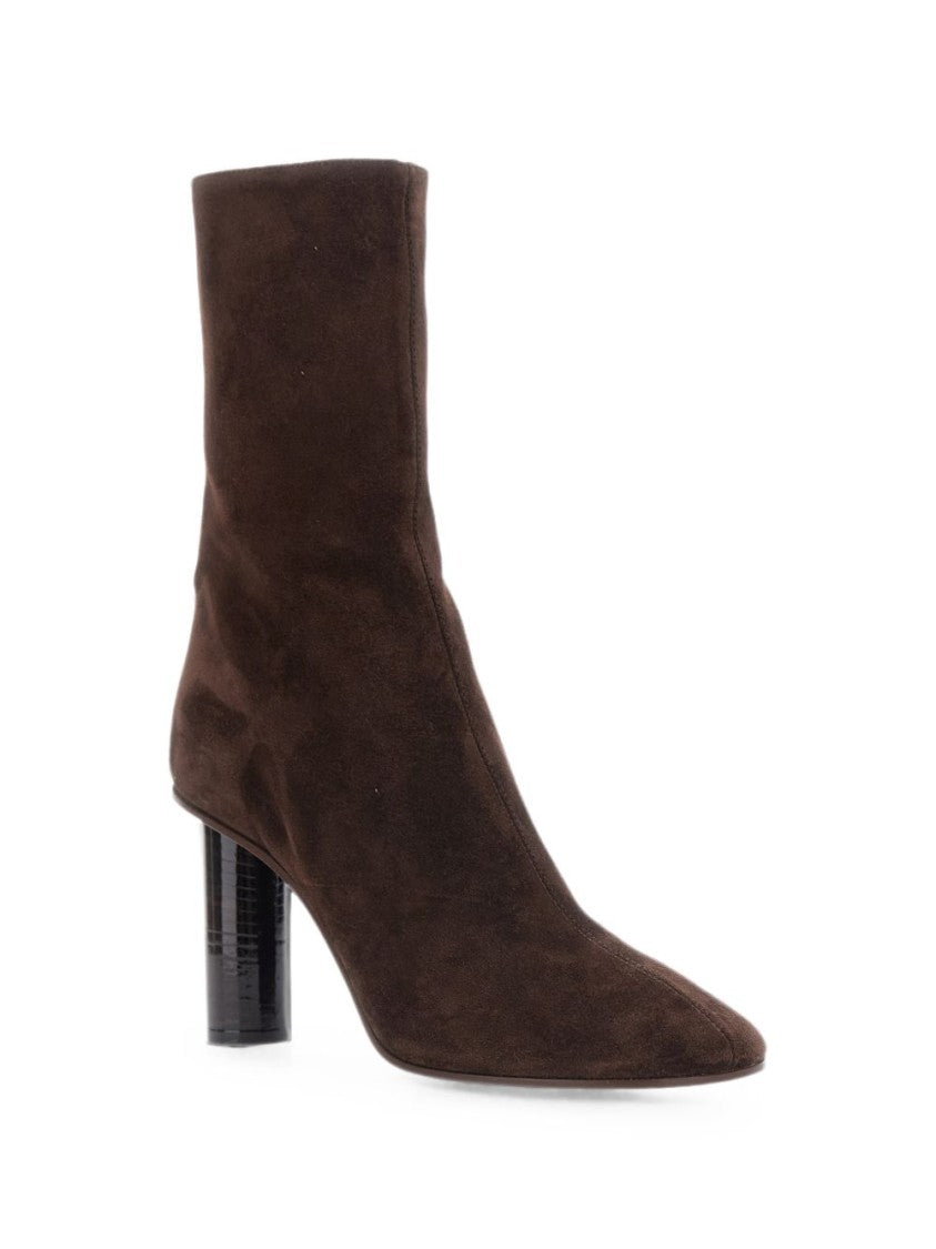 Paris Texas Pointed-Toe Silk-Nylon Cylindrical Mid-Heel Boots
