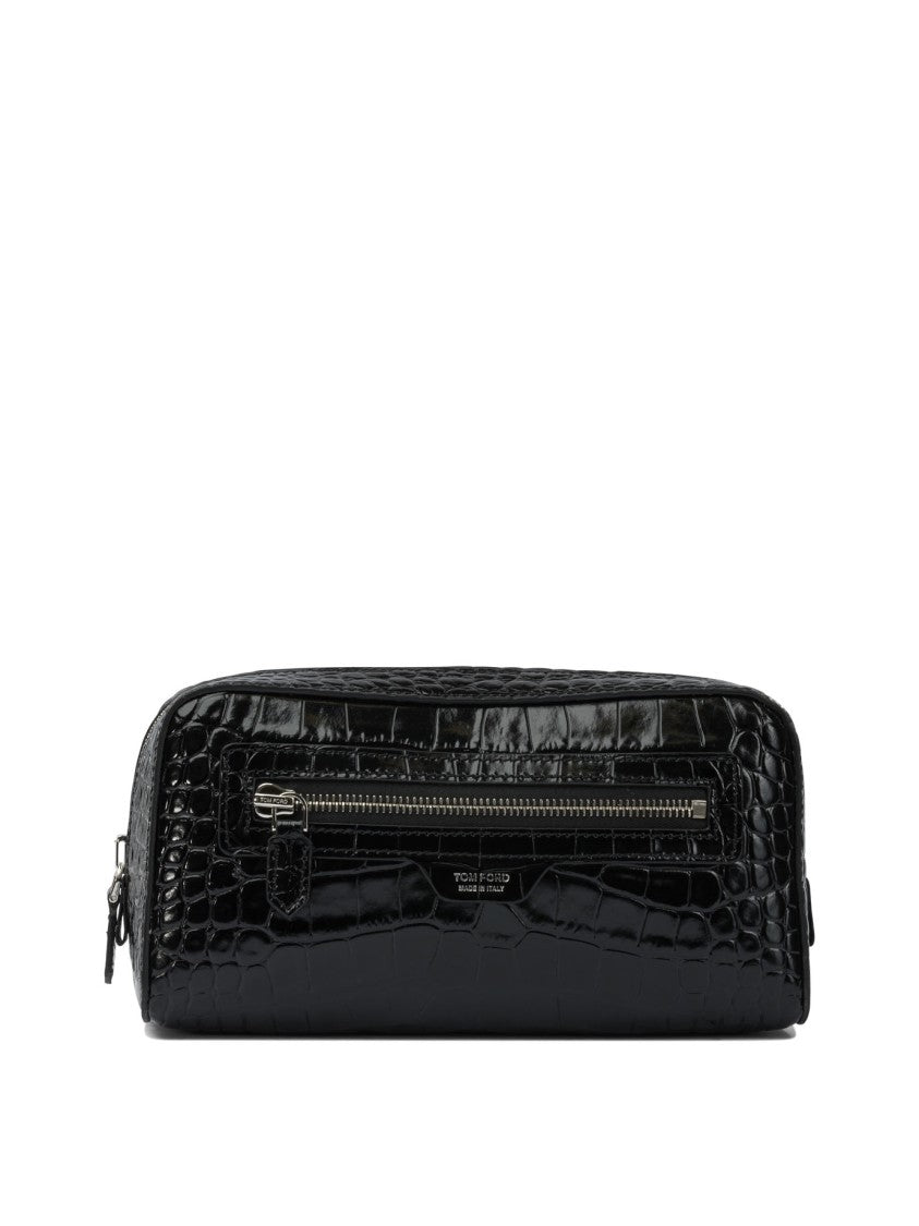 Tom Ford Crocodile Print Leather Beauty Case
