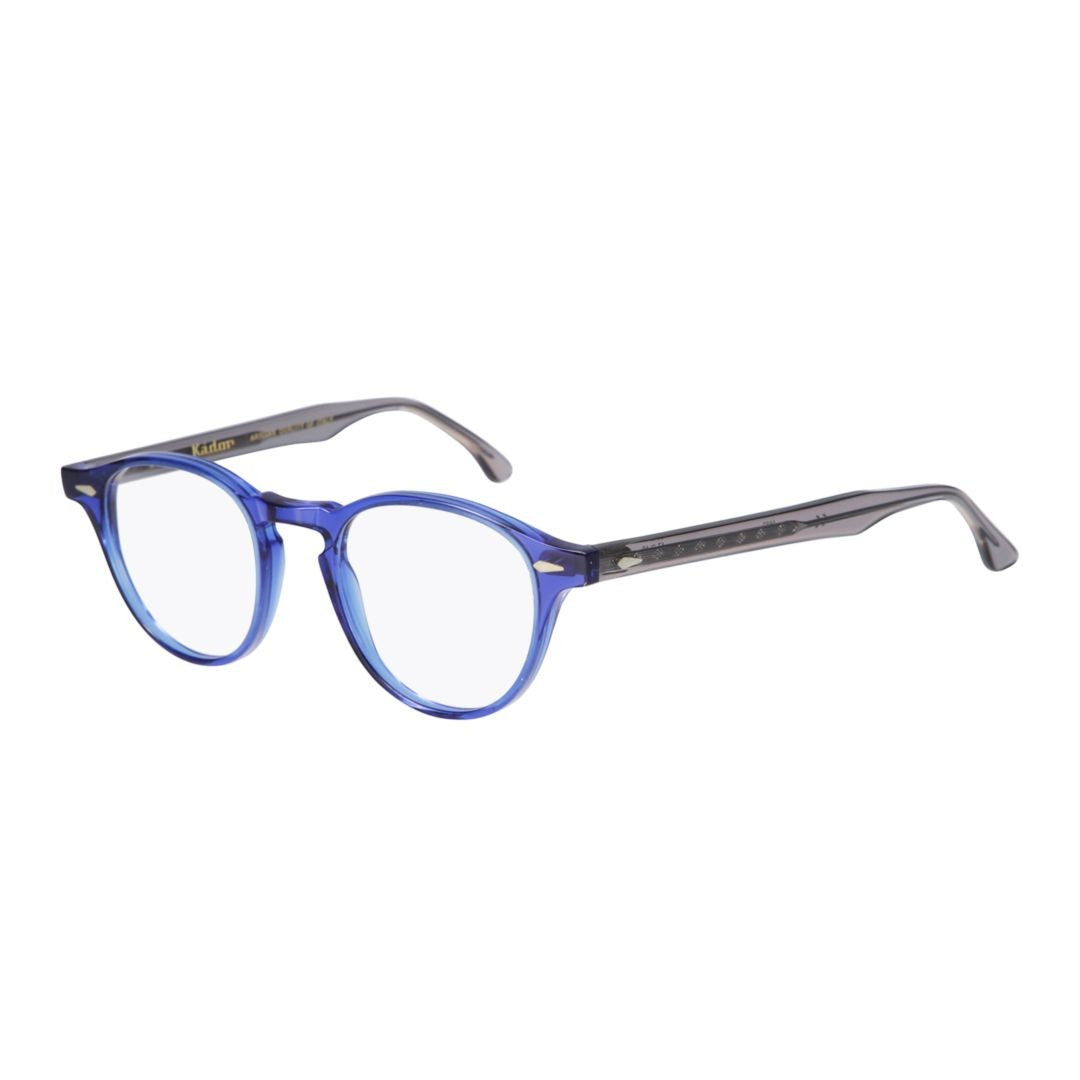Kador Oxford Translucent Blue Round Frame Eyeglasses With Metallic Accents