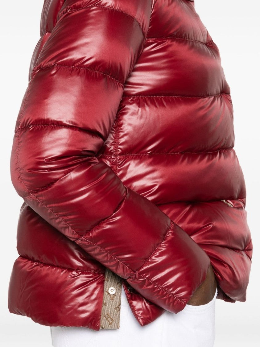 Herno Bordeaux Quilted Puffer Coat With High Collar