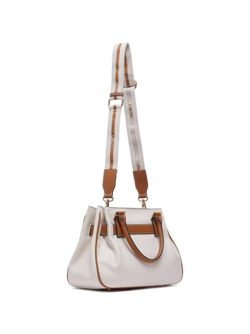 Liu Jo White Two-Tone Buckle Shoulder Bag