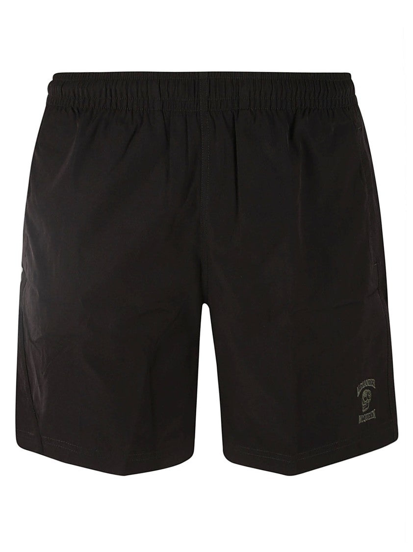 Alexander Mcqueen Casual Black Shorts With Embroidered Logo