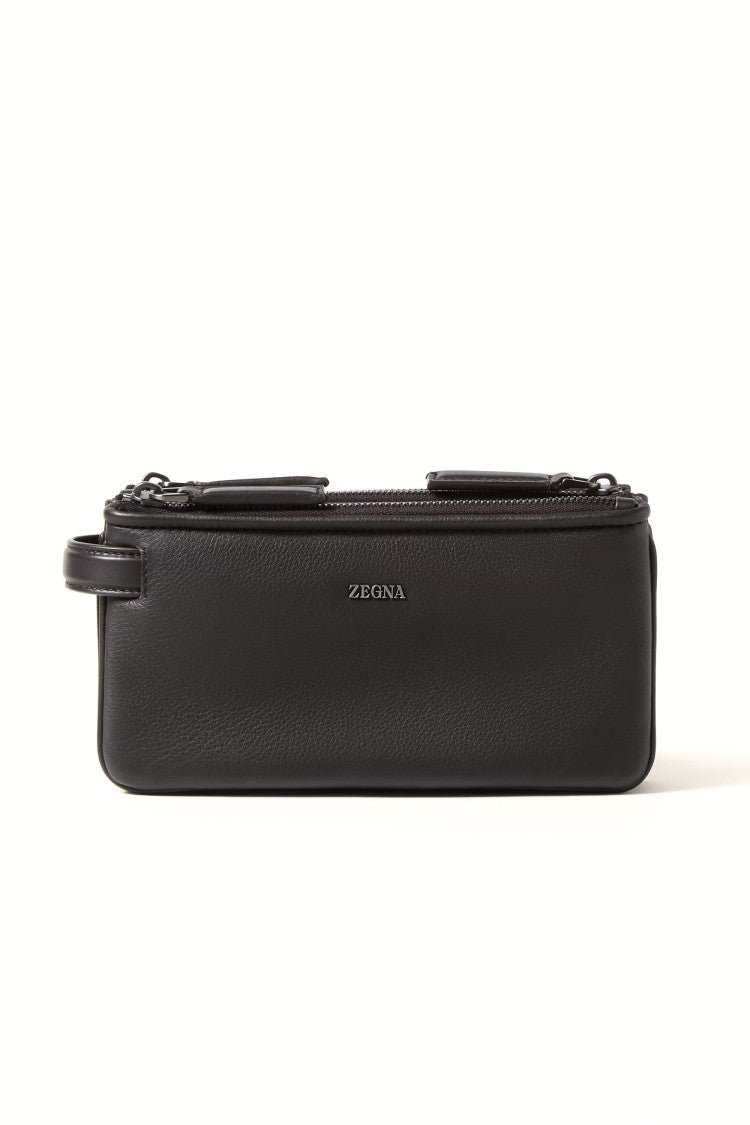 Zegna Pouch 3 Zip In Pelle Second Skin