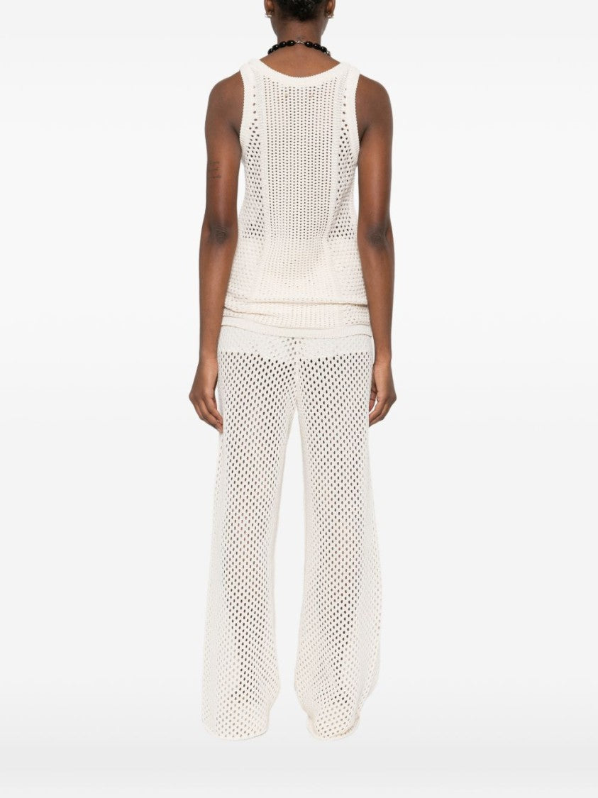 Golden Goose White Round Neck Embroidered Cotton Tank Top