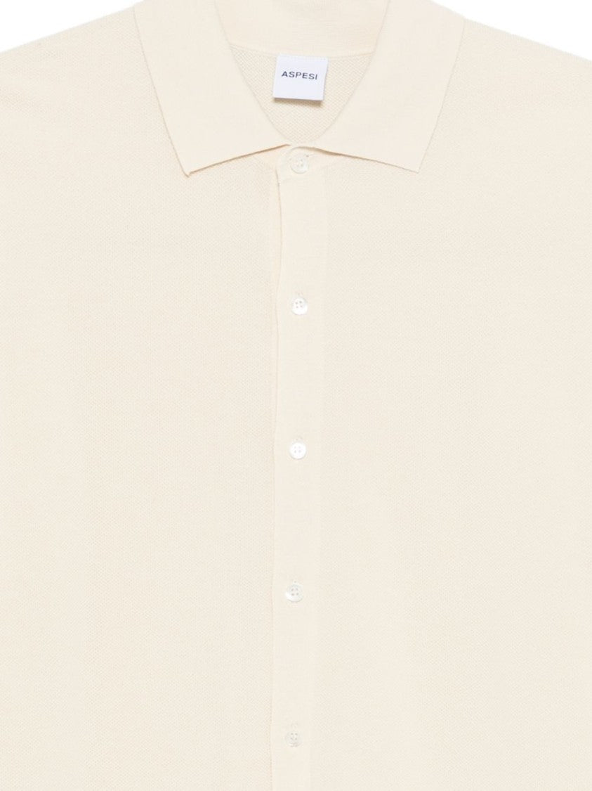 Aspesi Long-Sleeve Cotton Shirt With Classic Collar And Ribbed Cuffs