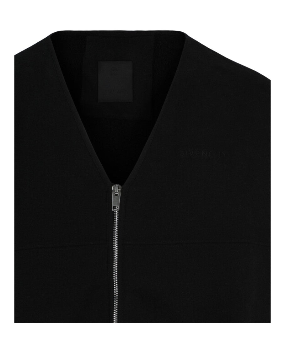 Givenchy Hi-Low Hem Black Sleeveless Jacket With Silver Accents