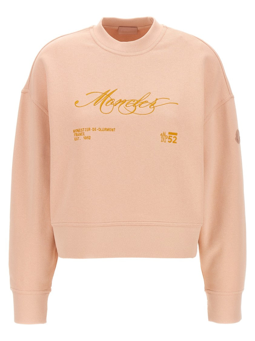 Moncler Cotton Jersey Sweatshirt With Intricate Embroidery
