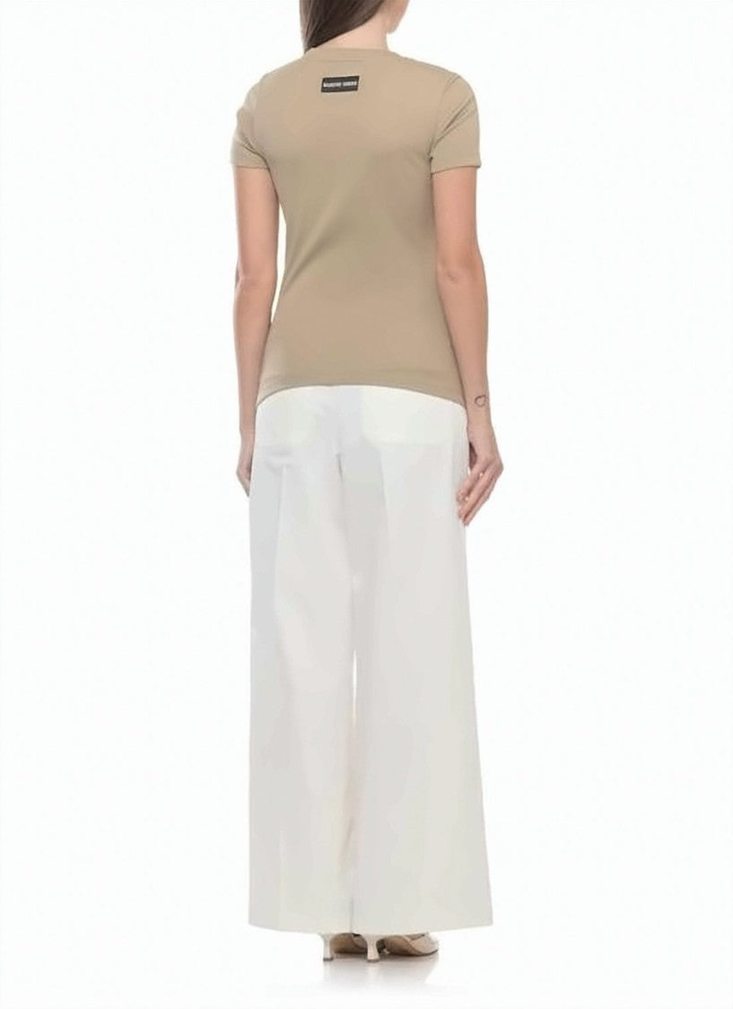 Marine Serre Fitted Short-Sleeve Jersey Top With Crescent Moon Logo