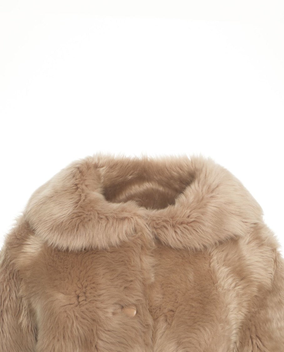 Desa 1972 Lamb Fur Coat With Wide Shawl Collar And Hidden Button Closure