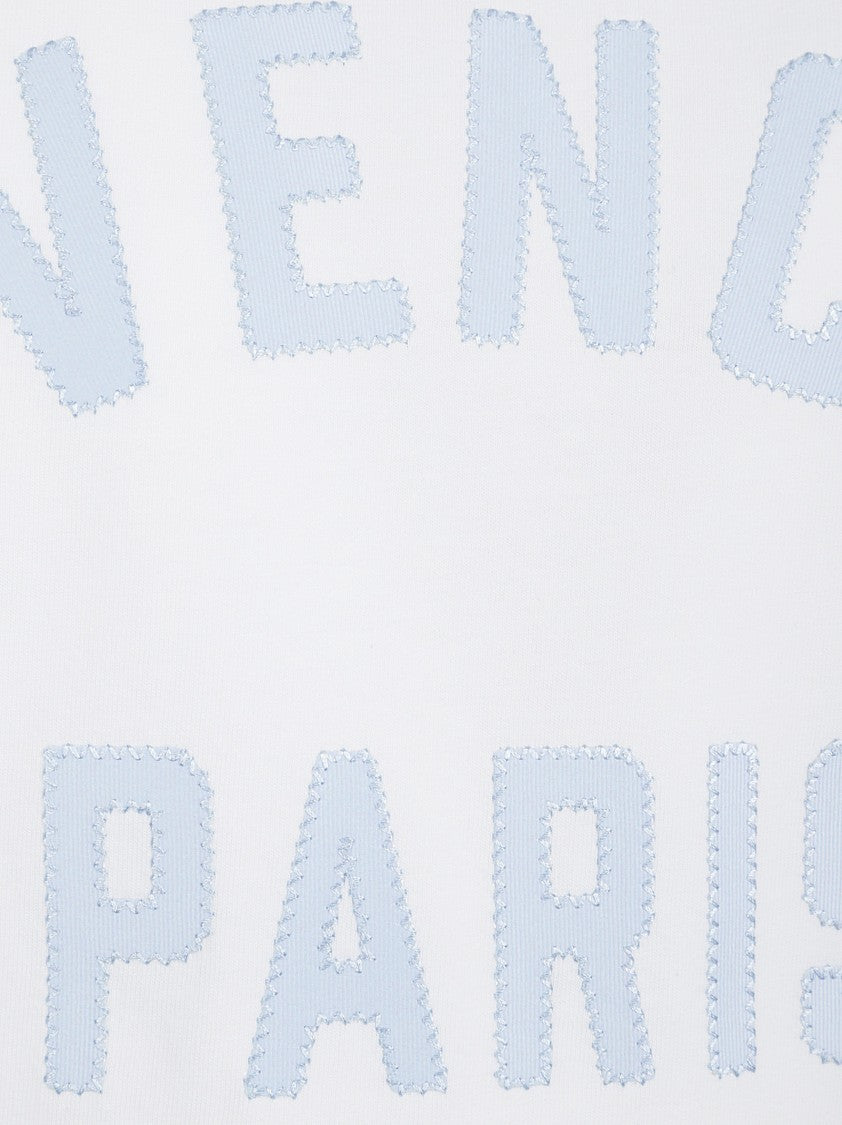 Givenchy White Cotton T-Shirt With Gros-Grain Applique And Reinforced Neckline