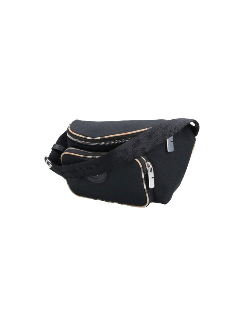 Burberry Black Fabric Check Belt Bag