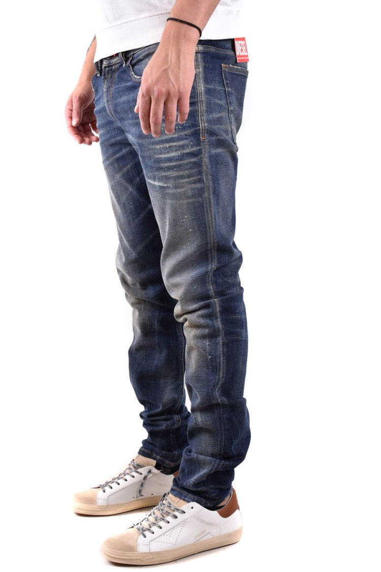 Diesel Grey Cotton-Elastane Distressed Jeans