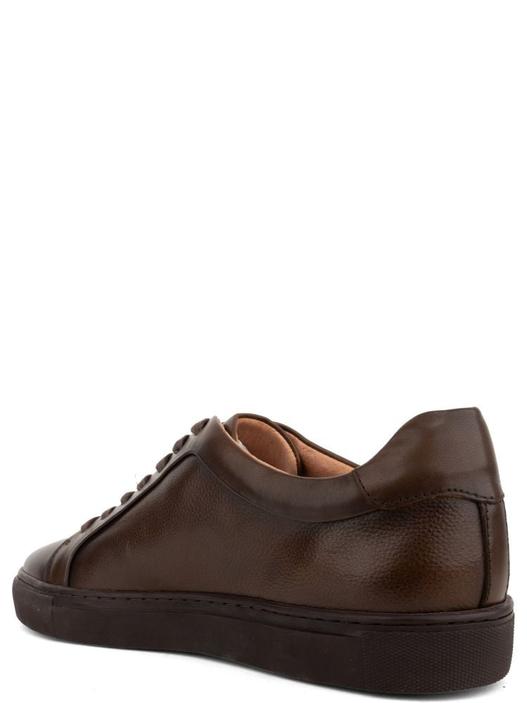 Sergio Moretti Brown Leisure Low-Profile Leather Sneakers