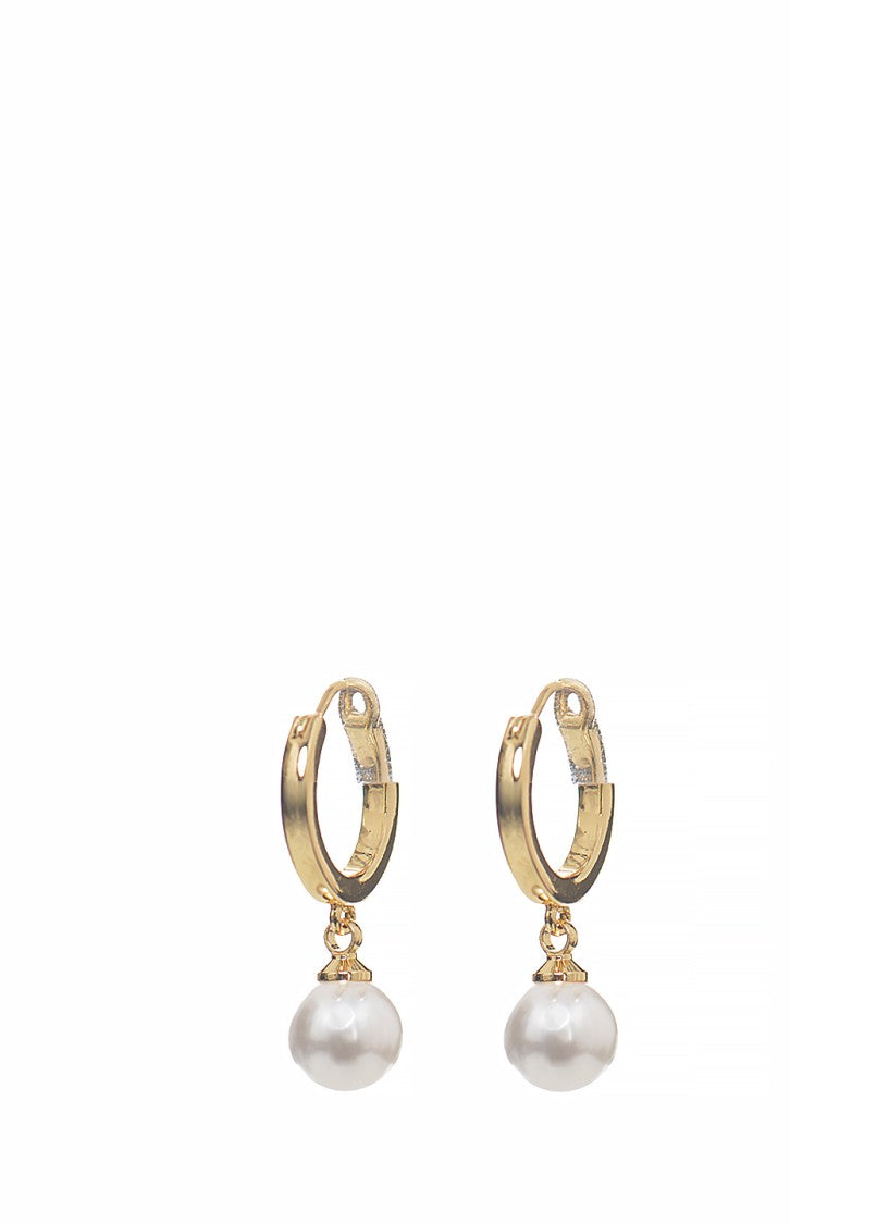 Self-Portrait Gold Bow Pearl Brass Earrings