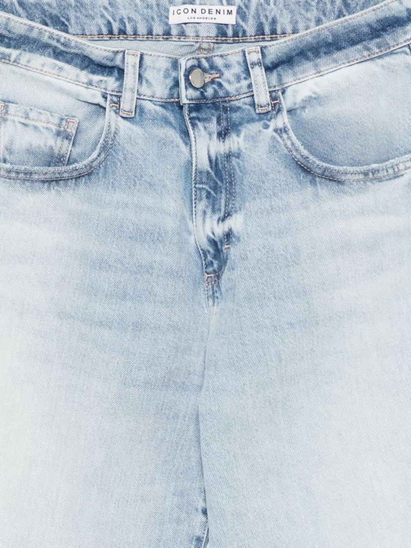 Icon Denim Light Blue Distressed Denim Jeans With Straight Leg Cut