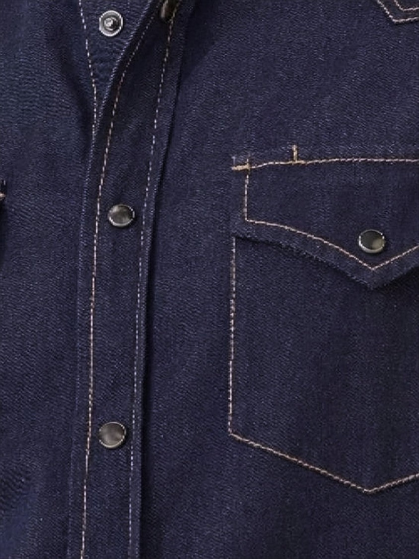 Brunello Cucinelli Dark Denim Long-Sleeve Shirt