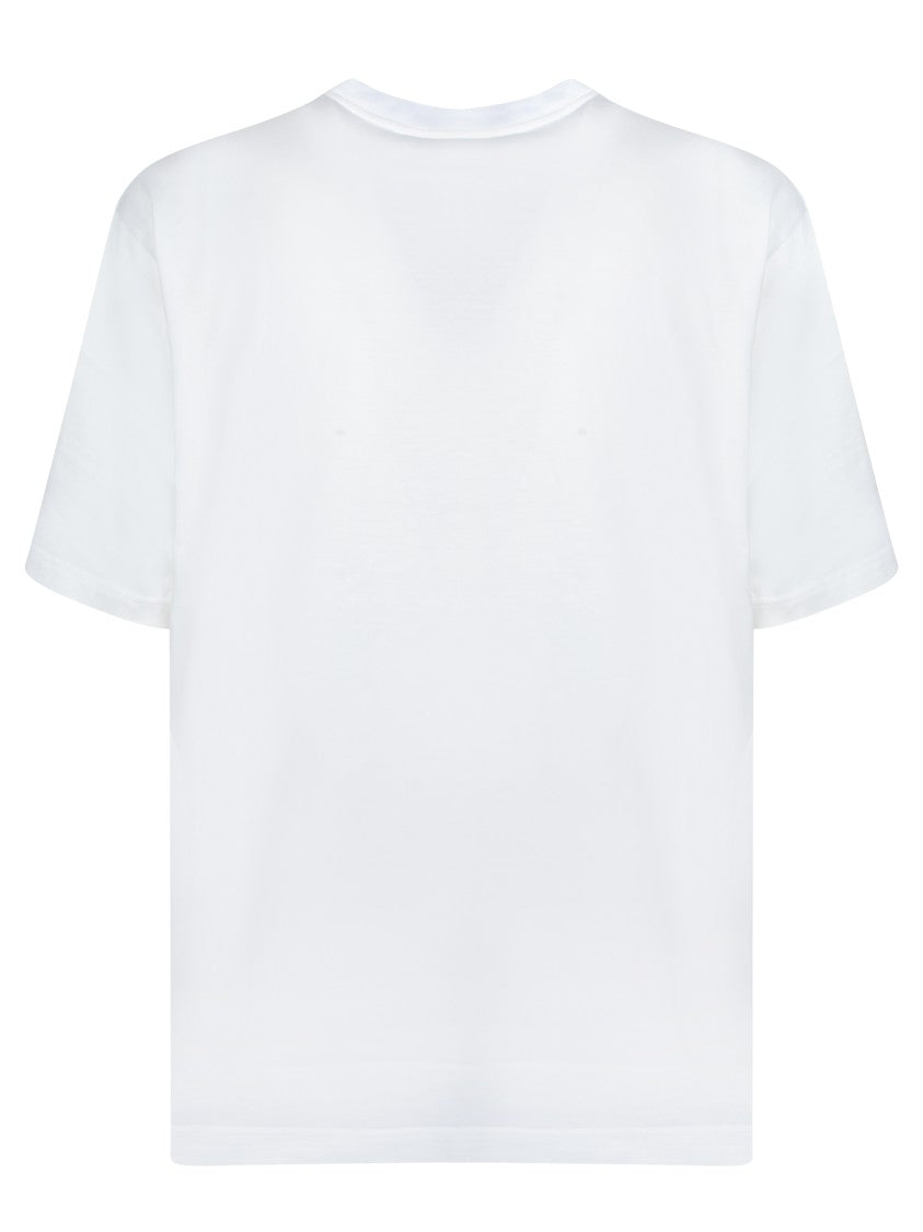 Dolce & Gabbana White Cotton Crewneck T-Shirt With Print