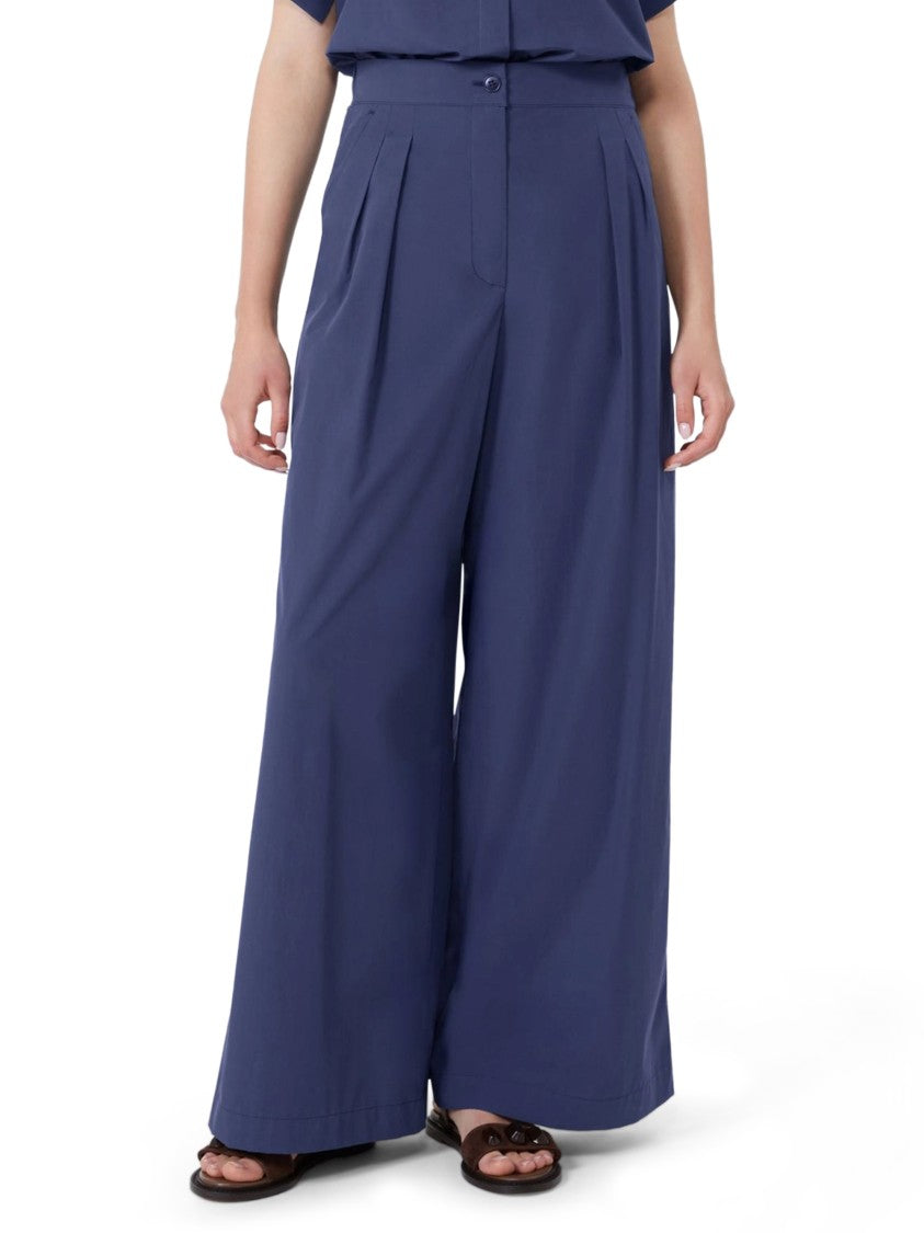 Max Mara High-Waisted Pleated Wide-Leg Trousers In Elegant Blue