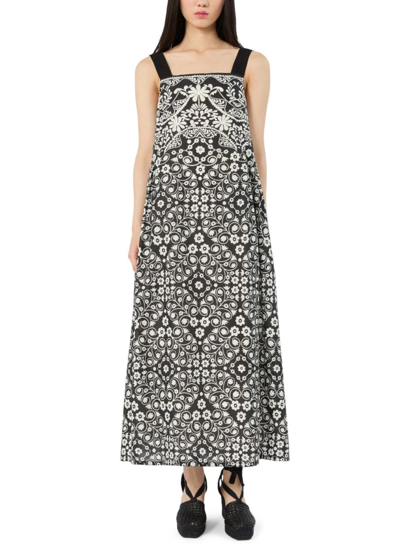 Max Mara Maxi Dress With Intricate Floral And Geometric Pattern