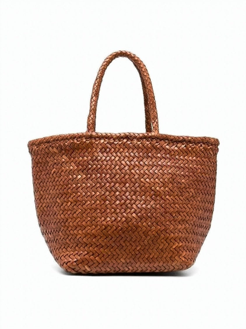 Dragon Diffusion Artisanal Woven Tote Bag In Rich Brown Calf Leather