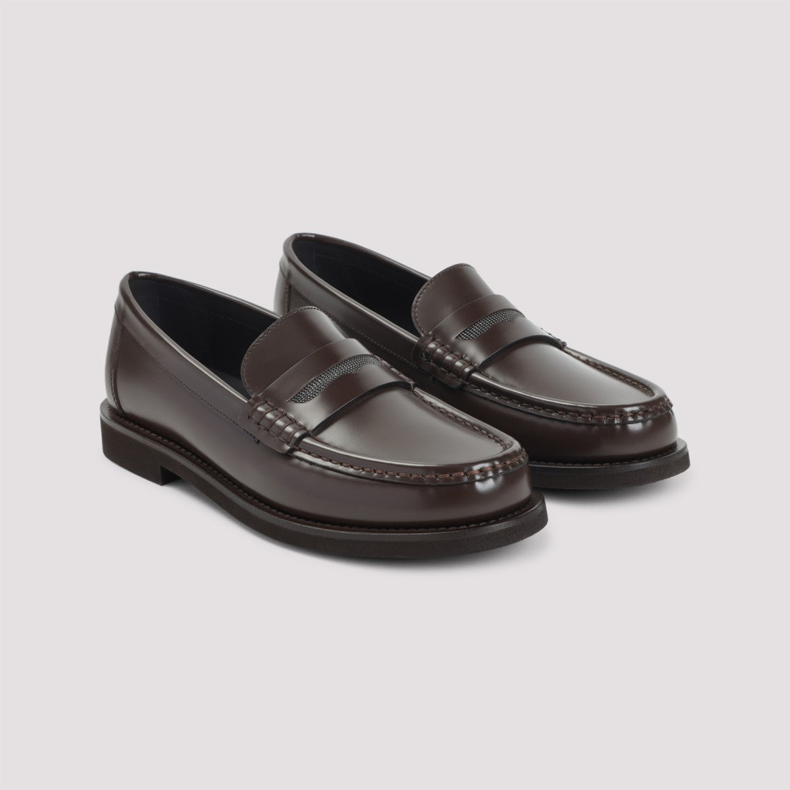 Brunello Cucinelli Polished Leather Loafers With Classic Design