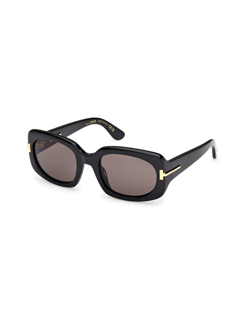 Tom Ford Rectangular Black Sunglasses With Gold Accents