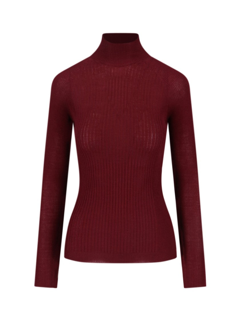 Sa Su Phi Ribbed Cashmere-Silk Sweater With High Neckline And Fitted Silhouette