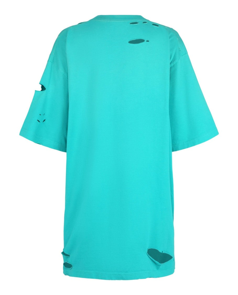 Balenciaga Distressed Boxy Fit T-Shirt With Contrasting Logo