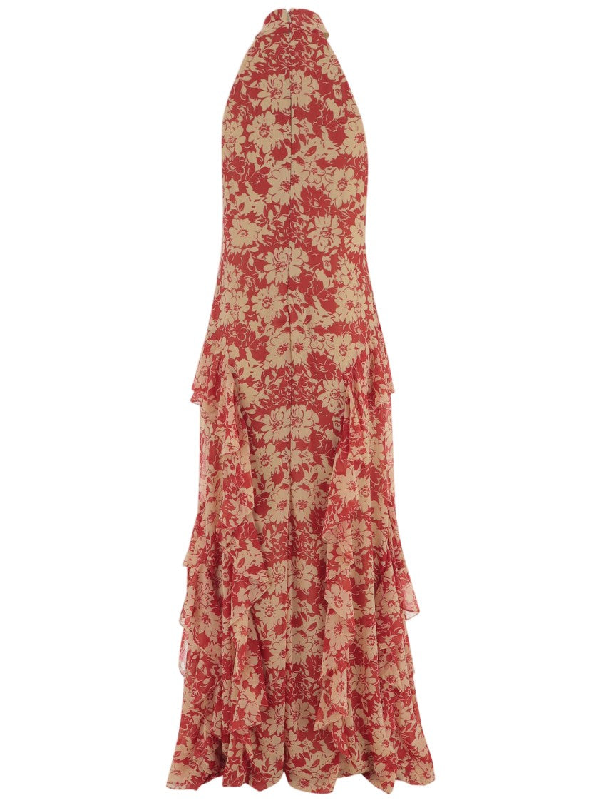 Lauren Ralph Lauren Long Floral Print Nylon Maxi Dress With Ruffled Hem