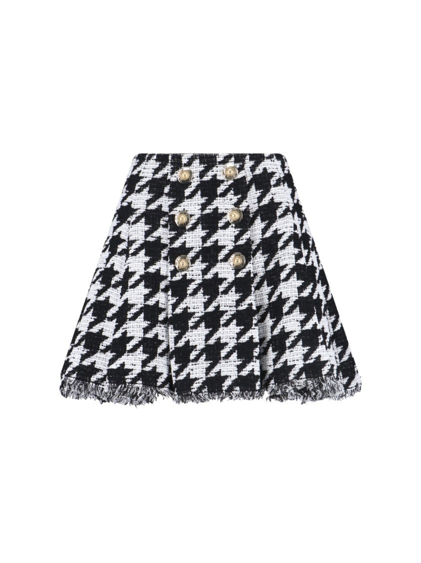 Balmain Houndstooth Mini Skirt Black