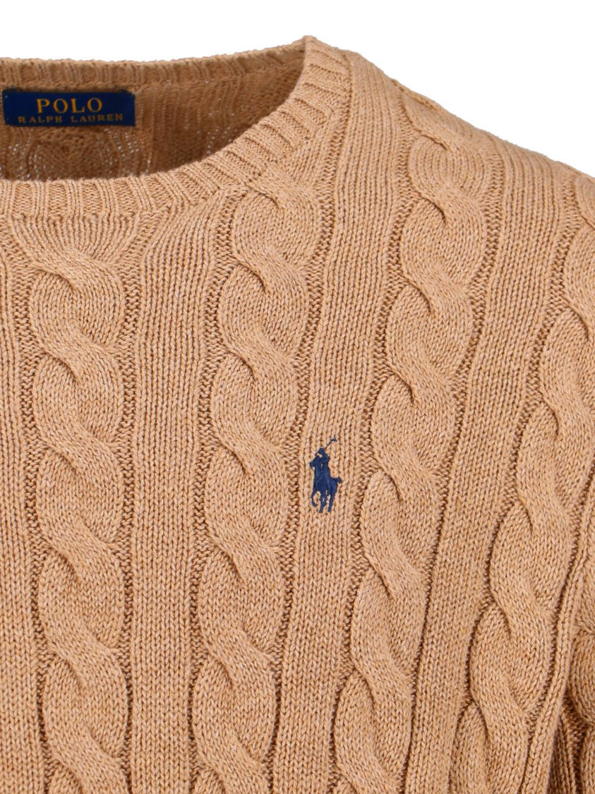 Polo Ralph Lauren Light Brown Crewneck Cable Knit Sweater