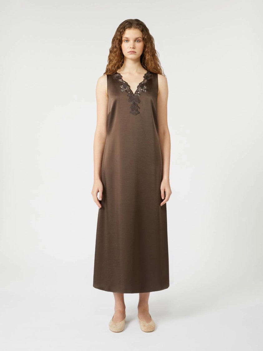 Max Mara Flowing Midi Dress With Delicate Lace Detailing