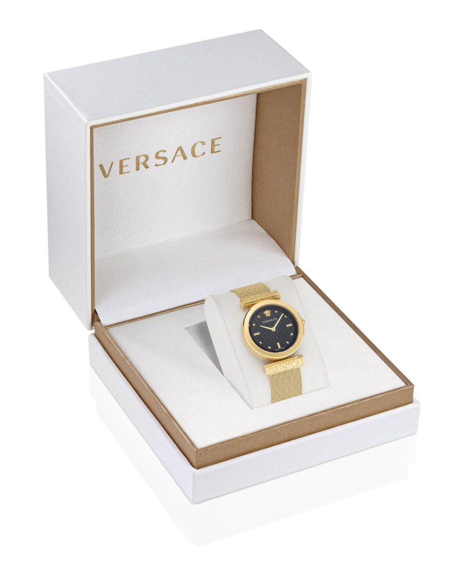 Versace Regalia Bracelet Watch With Black Guilloche Dial