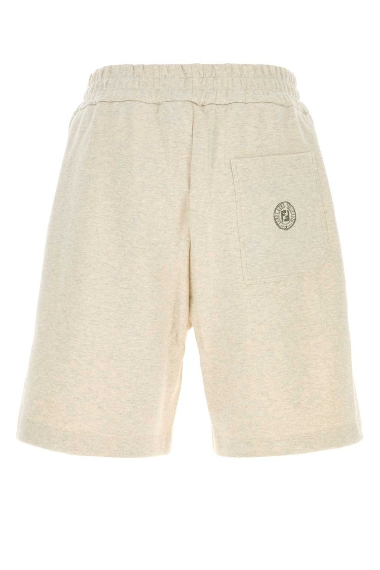 Fendi Melange Cream Cotton Bermuda Shorts